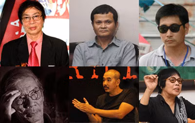 Từ trên xuống, trái qua: Đạo diễn NSND Đặng Nhật Minh, NSƯT Thanh Vân, Đạo diễn Đào Duy Phúc, NSND Doãn Hoàng Giang, Đạo diễn Bùi Thạc Chuyên, NSND Phạm Thị Thành.