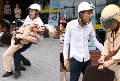 Đối tượng Trần Quang Độ tấn công CSGT TP Thanh Hóa ngày 10/5/2014.