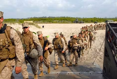 Lính thủy quân lục chiến Mỹ trú đóng tại Camp Lejeune năm 2008.