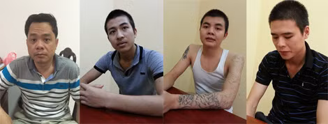 Nguyễn Tiến Dũng (tức Dũng "mượt") và các đối tượng trong đường dây bị bắt giữ.