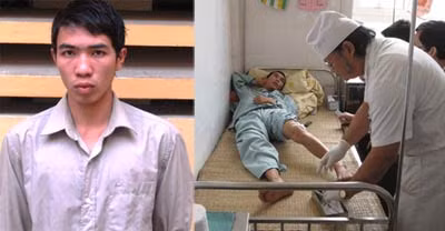 Nguyễn Đức Ngọc và nạn nhân Nguyễn Văn Trung trong Bệnh viện.