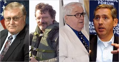 Từ trái qua phải: Michael D. Furlong, Robert Young Pelton, Duane Clarridge, Eason Jordan.