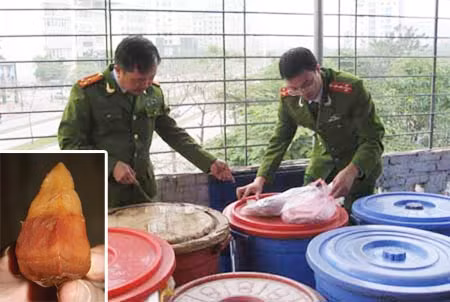 Cơ quan chức năng kiểm tra rượu ngâm thuốc phiện tại cửa hàng Thúy Gấu và quả "chí chiền chùa" (ảnh nhỏ) cũng được coi là “thần tửu” khi phơi khô, ngâm rượu.