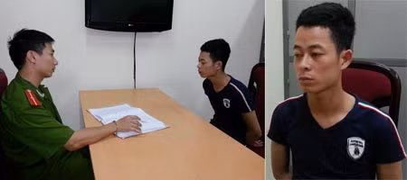 Đối tượng Tuân tại cơ quan Công an.