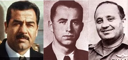 Từ trái quá phải: Saddam Hussein (năm 1971), Alois Brunner và Tướng Yitzhak Hofi.