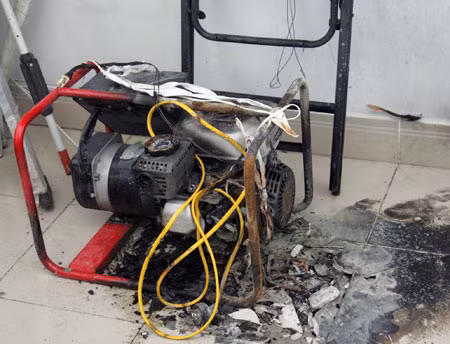 Chiếc máy phát điện hơn 10 triệu đồng bốc cháy.