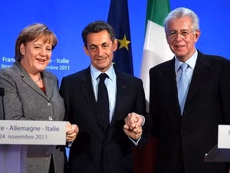 Thủ tướng Đức Angela Merkel, Tổng thống Pháp Nicolas Sarkozy và Thủ tướng Italia Mario Monti.
