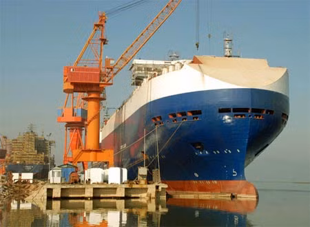 Vinashin bị ví như "con chim đầu đàn của ngành đóng tàu bị gãy cánh". Ảnh: TTXVN.