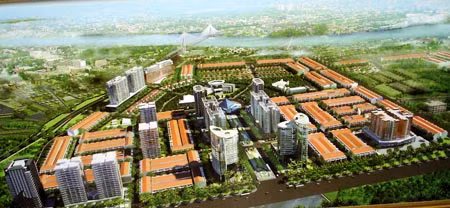 Phối cảnh cụm chung cư cao tầng đa chức năng.