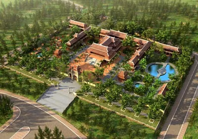 Phối cảnh chùa Đại Từ Ân trong khuôn viên Khu đô thị sinh thái cao cấp The Phoenix Garden.