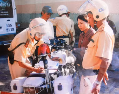 CSGT Công an Đà Nẵng làm nhiệm vụ.