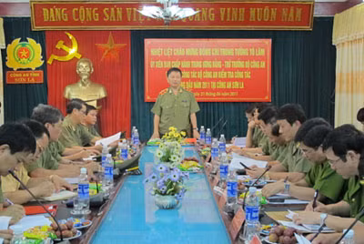 Trung tướng Tô Lâm , Ủy viên TW Đảng, Thứ trưởng Bộ Công an phát biểu chỉ đạo tại buổi làm việc.