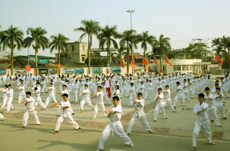 Học viên Học viện CSND trong giờ học võ thuật.