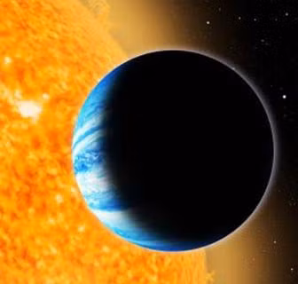 Hình minh họa hành tinh Kepler-10b và ngôi sao riêng của nó. Hai thiên thể rất gần nhau. Ảnh: Science Daily.