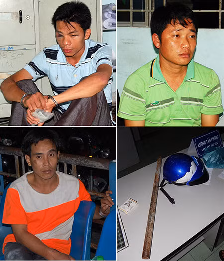 Các đối tượng cùng tang vật.