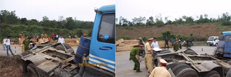 Hiện trường vụ tai nạn. Ảnh Thanh Bình.