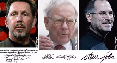 Lawrence Ellison, Warren Buffett, Steve Jobs.