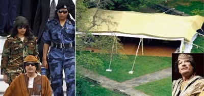 Các chuyến công du nước ngoài của Tổng thống Libya Muammar Gaddafi không bao giờ thiếu chiếc lều Bedouin và đội nữ vệ sĩ xinh đẹp.