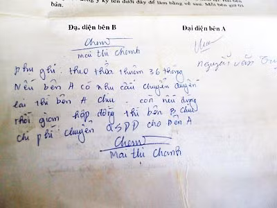 Nông dân sẽ dễ dàng bị mắc lừa bởi những thỏa thuận viết tay với nội dung như thế này.