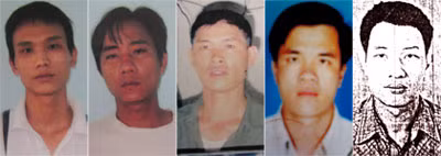 Từ trái sang: Giang, Vinh, Tình "đầu bạc", Tâm "ga" và Bình "nghiện".