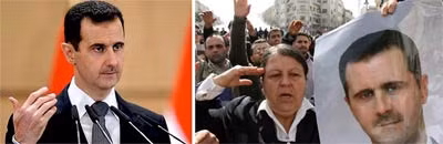 Tổng thống Bashar al-Assad (ảnh trên) và người ủng hộ.