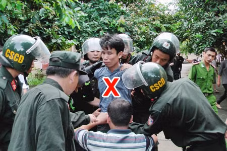 Hiếu (X) bị bắt giữ.