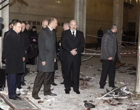 Tổng thống Alexander Lukashenko tại hiện trường.