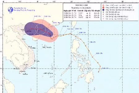 Đường đi của bão số 2.