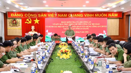 Đoàn kiểm tra Bộ Công an làm việc tại Công an tỉnh An Giang