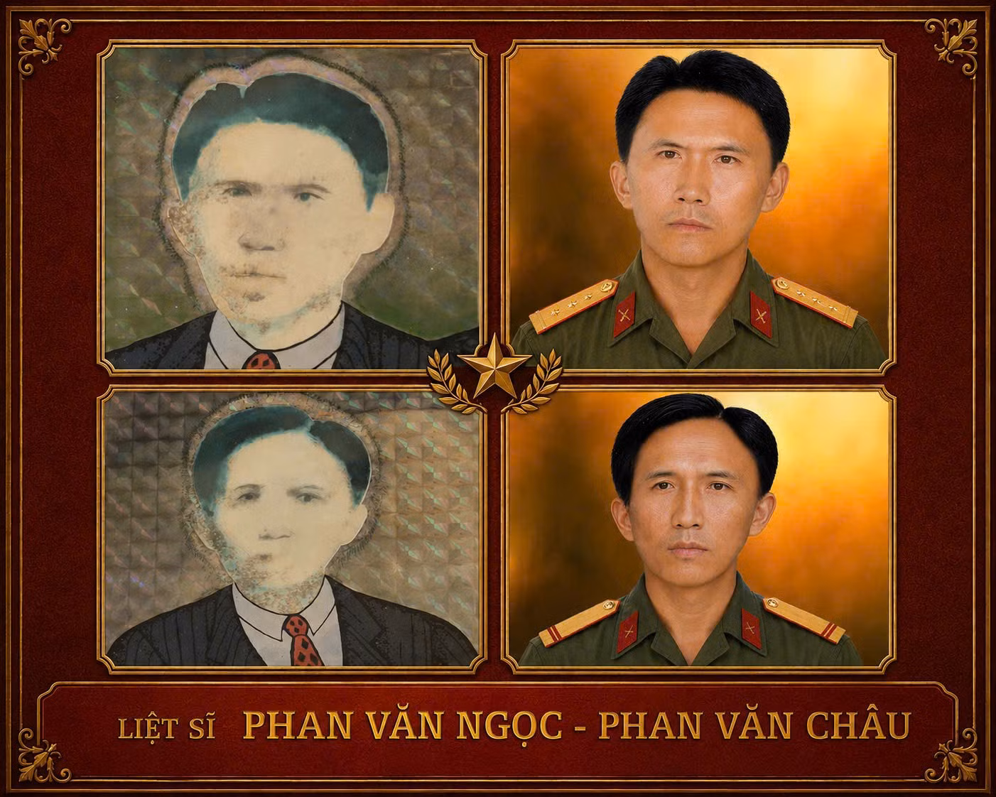 Hai di ảnh được phục dựng của Liệt sĩ Phan Văn Ngọc và Liệt sĩ Phan Văn Châu.