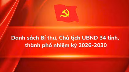 Danh sách Bí thư, Chủ tịch UBND 34 tỉnh, thành phố nhiệm kỳ 2026-2030 (cập nhật đến ngày 09/01/2026)