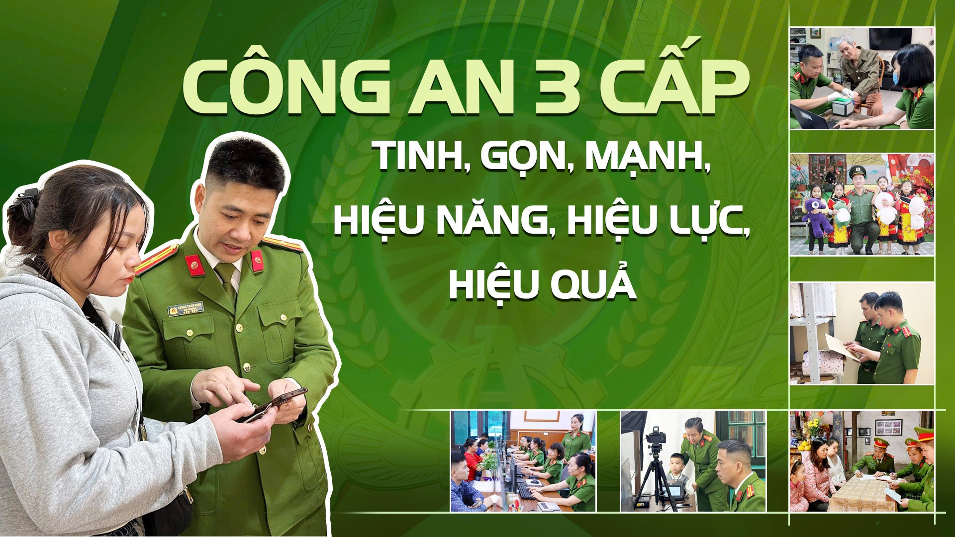 Công an 3 cấp tinh, gọn, mạnh, hiệu năng, hiệu lực, hiệu quả