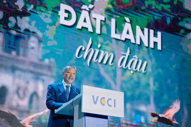 Ông Nguyễn Duy Hưng cho biết, sức mạnh của một tập đoàn không chỉ nằm ở quy mô, mà còn ở khả năng tạo ra chuỗi giá trị và lan tỏa lợi ích tới các bên trong hệ sinh thái. Ảnh: VCCI