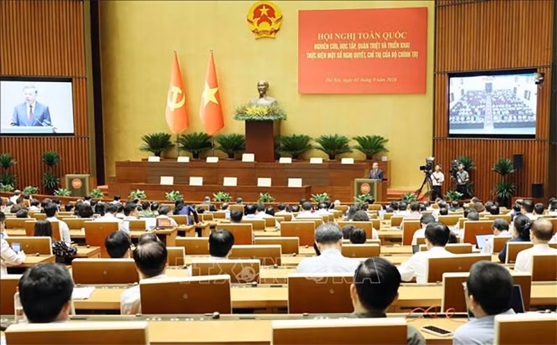 Toàn cảnh hội nghị tại phòng họp Diên Hồng, Nhà Quốc hội, Hà Nội. Ảnh: Phương Hoa/TTXVN