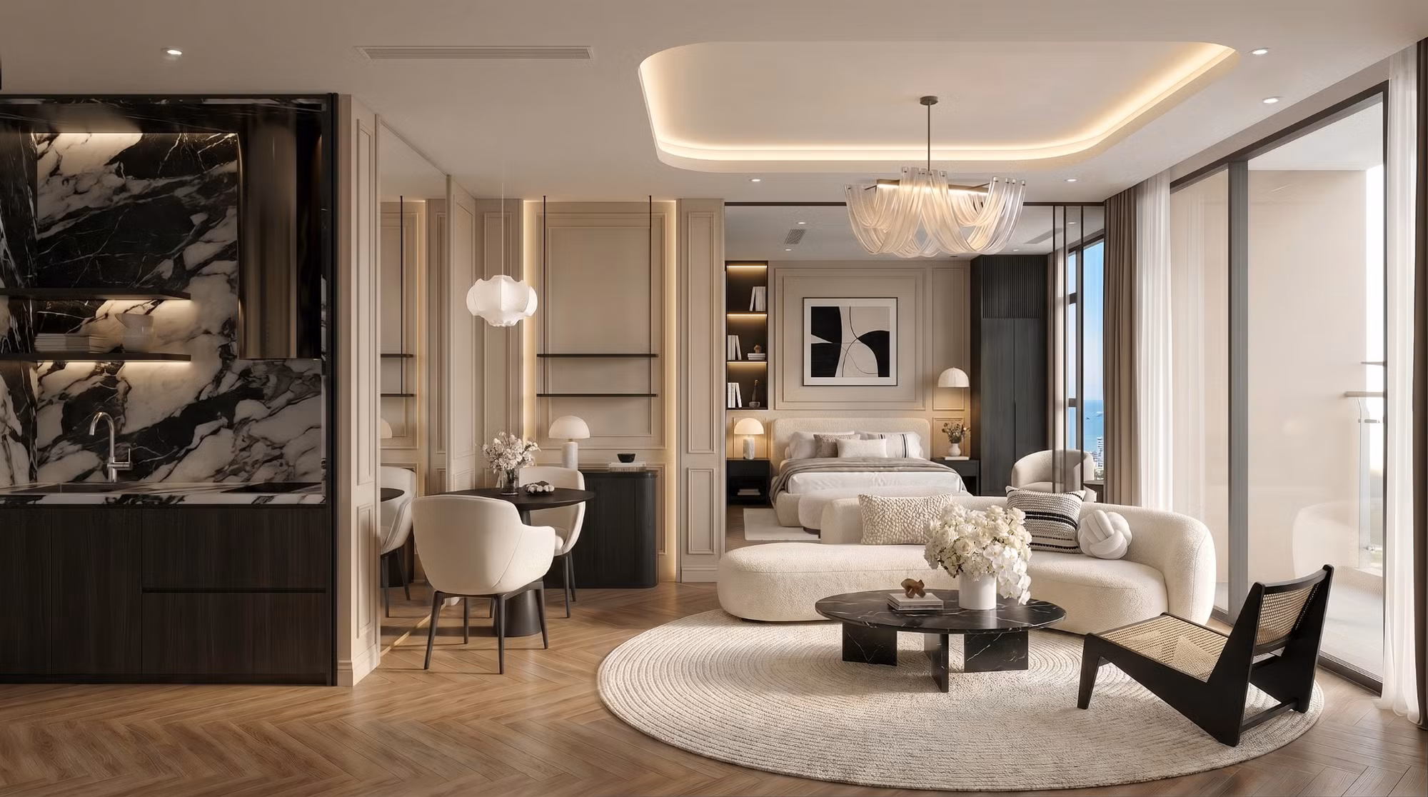 Căn hộ bàn giao nội thất cao cấp chuẩn 5 sao.