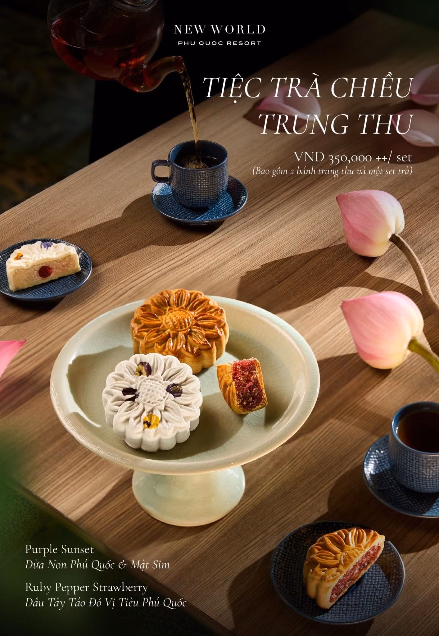 Thưởng thức tiệc trà chiều Trung thu với những chiếc bánh mang hương vị mật sim và tiêu đỏ đặc trưng của đảo Ngọc.