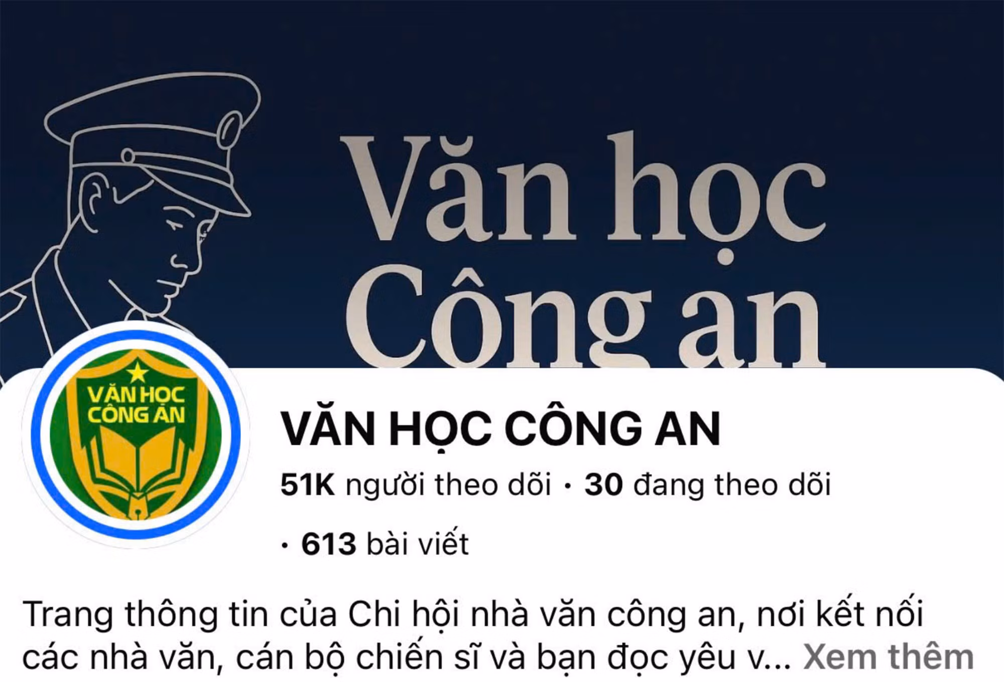 Giao diện Trang Fanpage Văn học Công an.