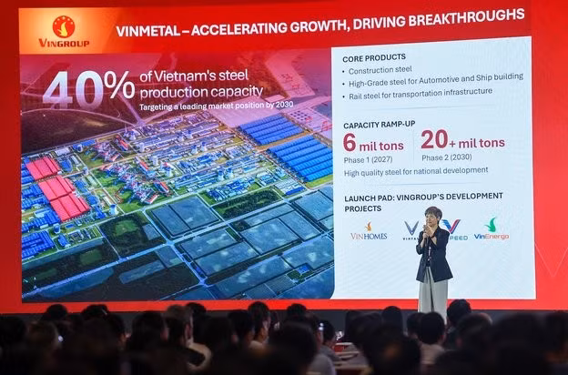Bà Thái Thị Thanh Hải, Phó Chủ tịch Tập đoàn Vingroup kiêm Phó Chủ tịch VinFast toàn cầu, chia sẻ về định hướng hợp tác dài hạn với các đối tác chiến lược tại hội nghị.