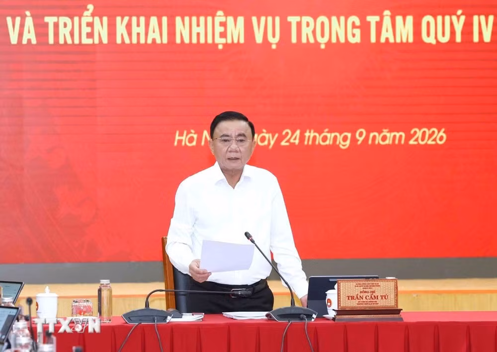 Thường trực Ban Bí thư Trần Cẩm Tú phát biểu chỉ đạo phiên họp. (Ảnh: Phương Hoa/TTXVN)