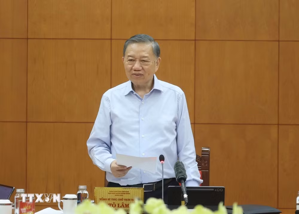 Tổng Bí thư, Chủ tịch nước Tô Lâm phát biểu chỉ đạo. (Ảnh: Thống Nhất/TTXVN)