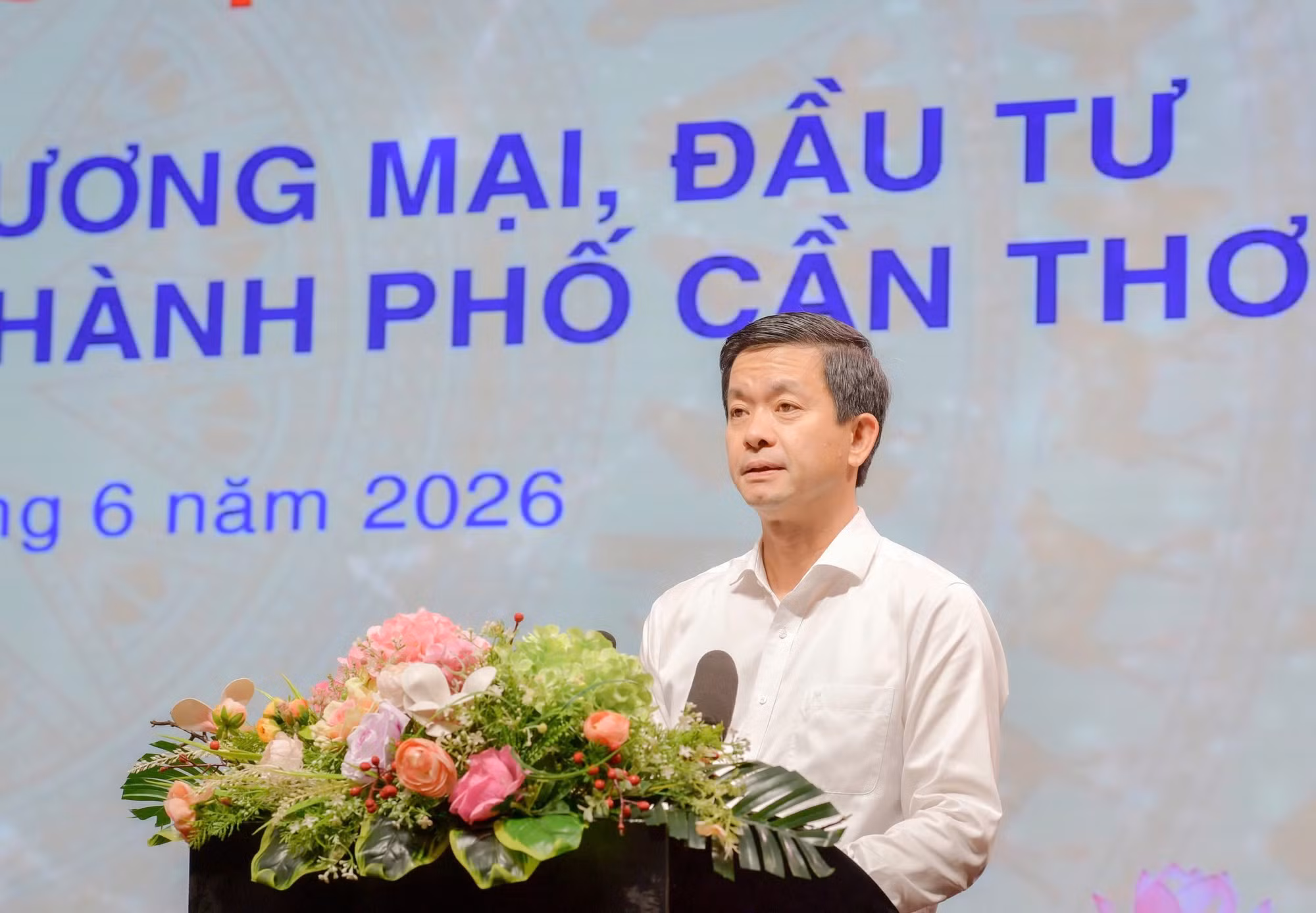 Ủy viên Trung ương Đảng, Bí thư Thành ủy Cần Thơ – Lê Quang Tùng phát biểu khai mạc Hội nghị.