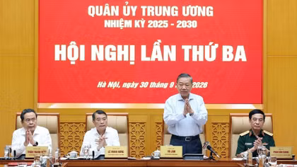 Tổng Bí thư, Chủ tịch nước Tô Lâm, Bí thư Quân ủy Trung ương chủ trì Hội nghị lần thứ Ba Quân ủy Trung ương nhiệm kỳ 2025-2030.