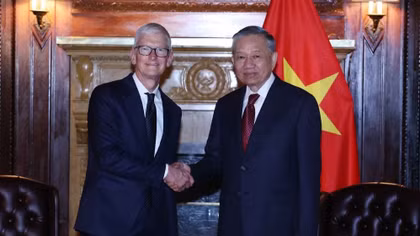 Tổng Bí thư, Chủ tịch nước Tô Lâm tiếp ông Tim Cook, Chủ tịch điều hành Tập đoàn Apple.