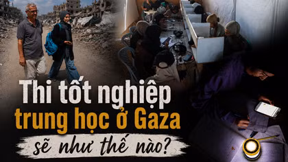 Trường học bị bom vùi, thí sinh ở Gaza thi tốt nghiệp trung học tại quán cà phê 