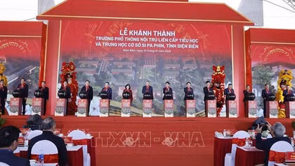 Tổng Bí thư Tô Lâm dự lễ khánh thành trường phổ thông nội trú liên cấp tại Điện Biên