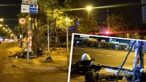 Xe biến dạng, người tử vong sau cú va chạm với cột đèn chiếu sáng