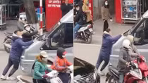 Lái xe 16 chỗ nhấn ga "ủn" người bằng ô tô sau va chạm