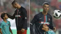 Choáng với tài đá phạt của con trai Ronaldo 