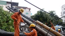 Nhiều nơi mất điện sau cơn bão số 1 đã được cấp trở lại