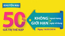 Viettel dồn dập khuyến mại 50% thẻ nạp
